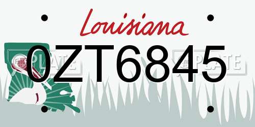 0ZT6845 Louisiana License Plate