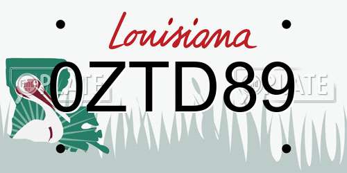 0ZTD89 Louisiana License Plate