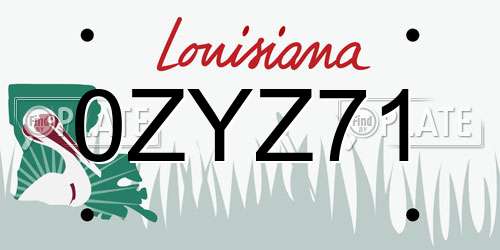 0ZYZ71 Louisiana License Plate