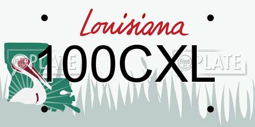 100CXL Louisiana License Plate