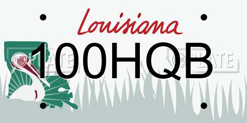 100HQB Louisiana License Plate