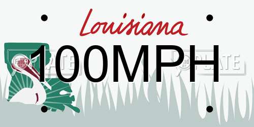 100MPH Louisiana License Plate
