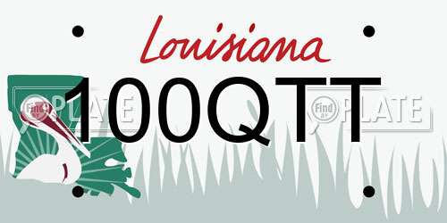 100QTT Louisiana License Plate