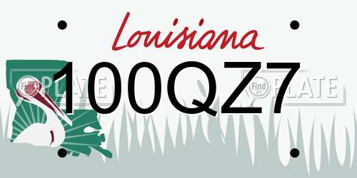 100QZ7 Louisiana License Plate