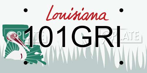 101GRI Louisiana License Plate
