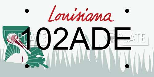 102ADE Louisiana License Plate