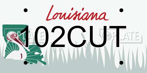 102CUT Louisiana License Plate