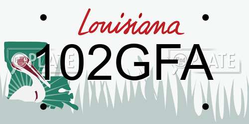 102GFA Louisiana License Plate