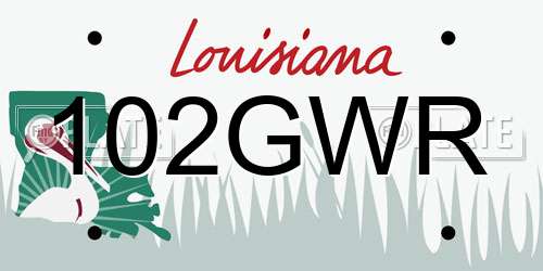 102GWR Louisiana License Plate