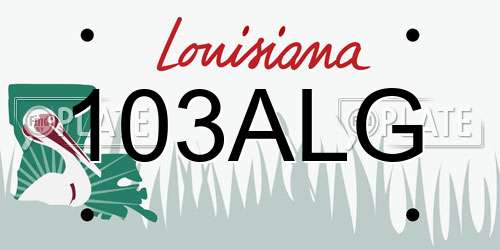 103ALG Louisiana License Plate