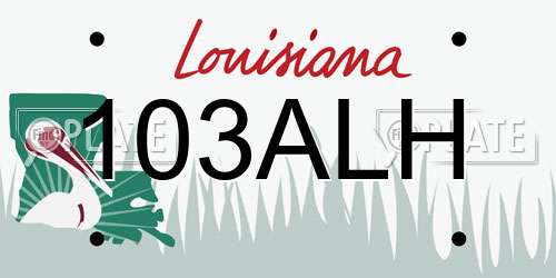 103ALH Louisiana License Plate