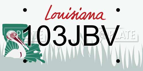 103JBV Louisiana License Plate