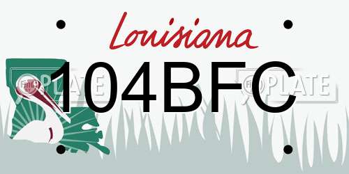 104BFC Louisiana License Plate