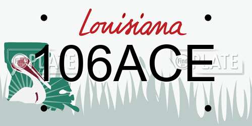 106ACE Louisiana License Plate