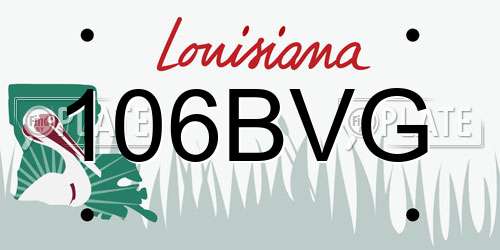 106BVG Louisiana License Plate