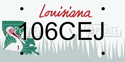 106CEJ Louisiana License Plate