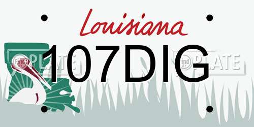 107DIG Louisiana License Plate