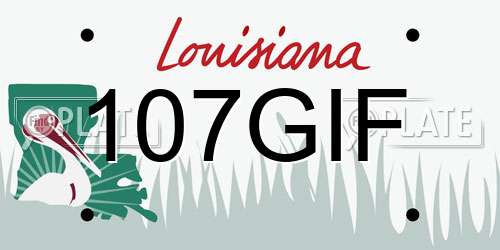 107GIF Louisiana License Plate
