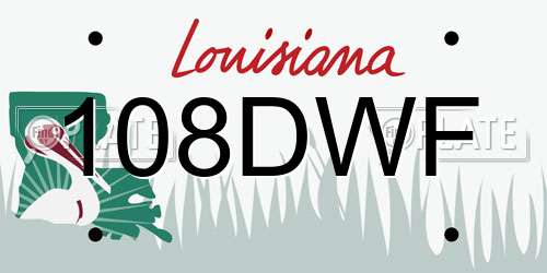 108DWF Louisiana License Plate
