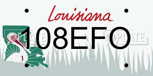 108EFO Louisiana License Plate