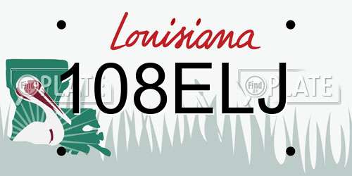 108ELJ Louisiana License Plate