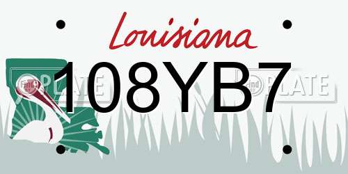 108YB7 Louisiana License Plate