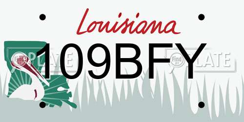 109BFY Louisiana License Plate