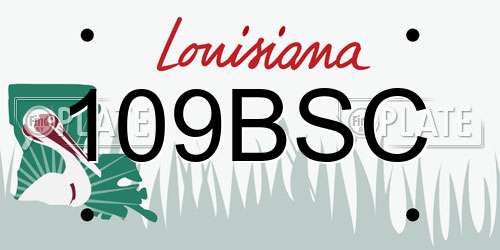 109BSC Louisiana License Plate