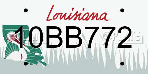10BB772 Louisiana License Plate