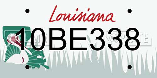 10BE338 Louisiana License Plate