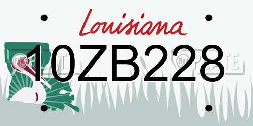 10ZB228 Louisiana License Plate