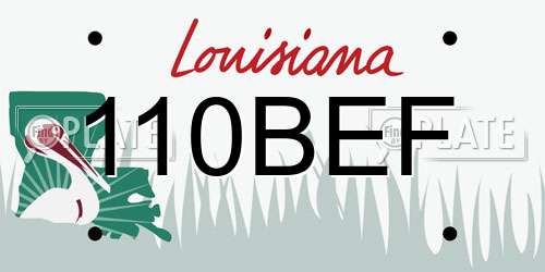 110BEF Louisiana License Plate