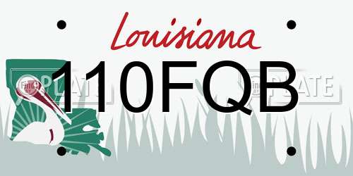 110FQB Louisiana License Plate