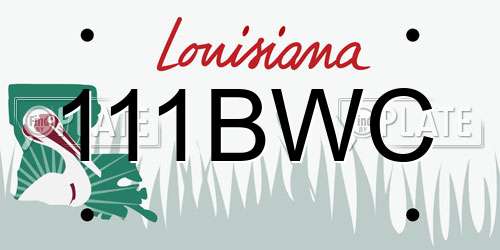 111BWC Louisiana License Plate