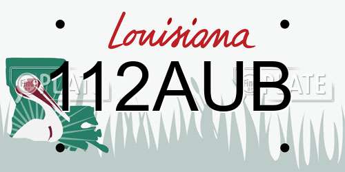 112AUB Louisiana License Plate