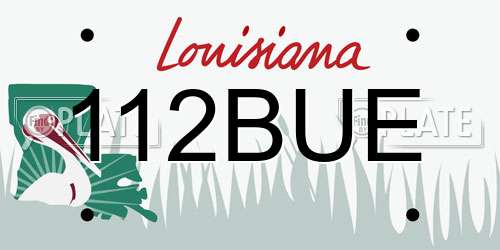 112BUE Louisiana License Plate