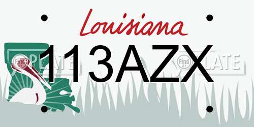 113AZX Louisiana License Plate