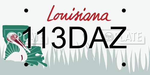 113DAZ Louisiana License Plate