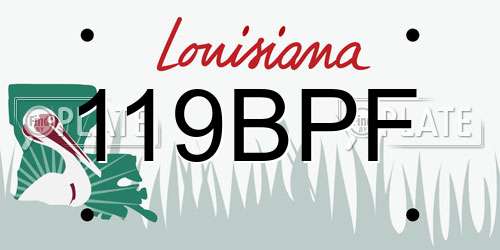 119BPF Louisiana License Plate