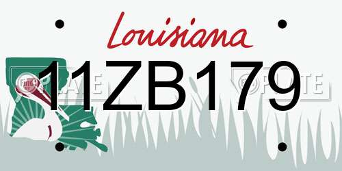 11ZB179 Louisiana License Plate