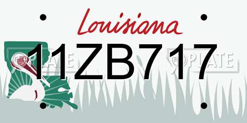 11ZB717 Louisiana License Plate
