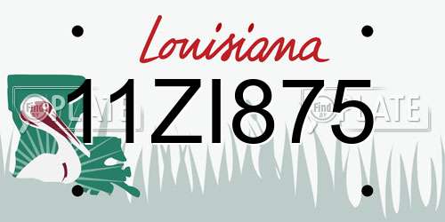 11ZI875 Louisiana License Plate