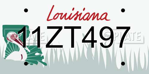 11ZT497 Louisiana License Plate