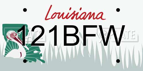 121BFW Louisiana License Plate
