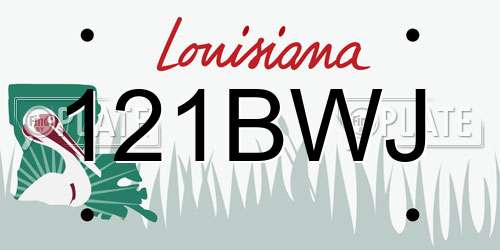 121BWJ Louisiana License Plate