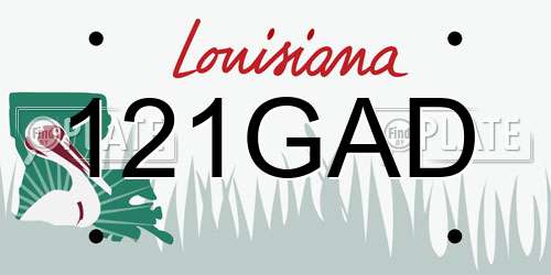 121GAD Louisiana License Plate