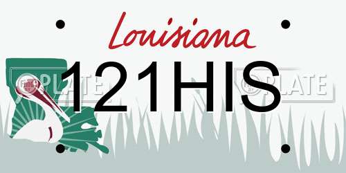 121HIS Louisiana License Plate