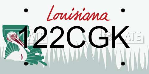 122CGK Louisiana License Plate