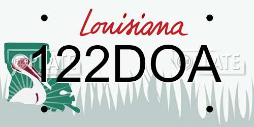 122DOA Louisiana License Plate
