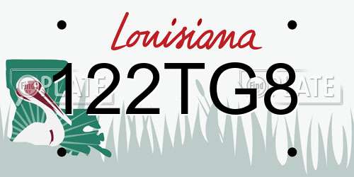 122TG8 Louisiana License Plate